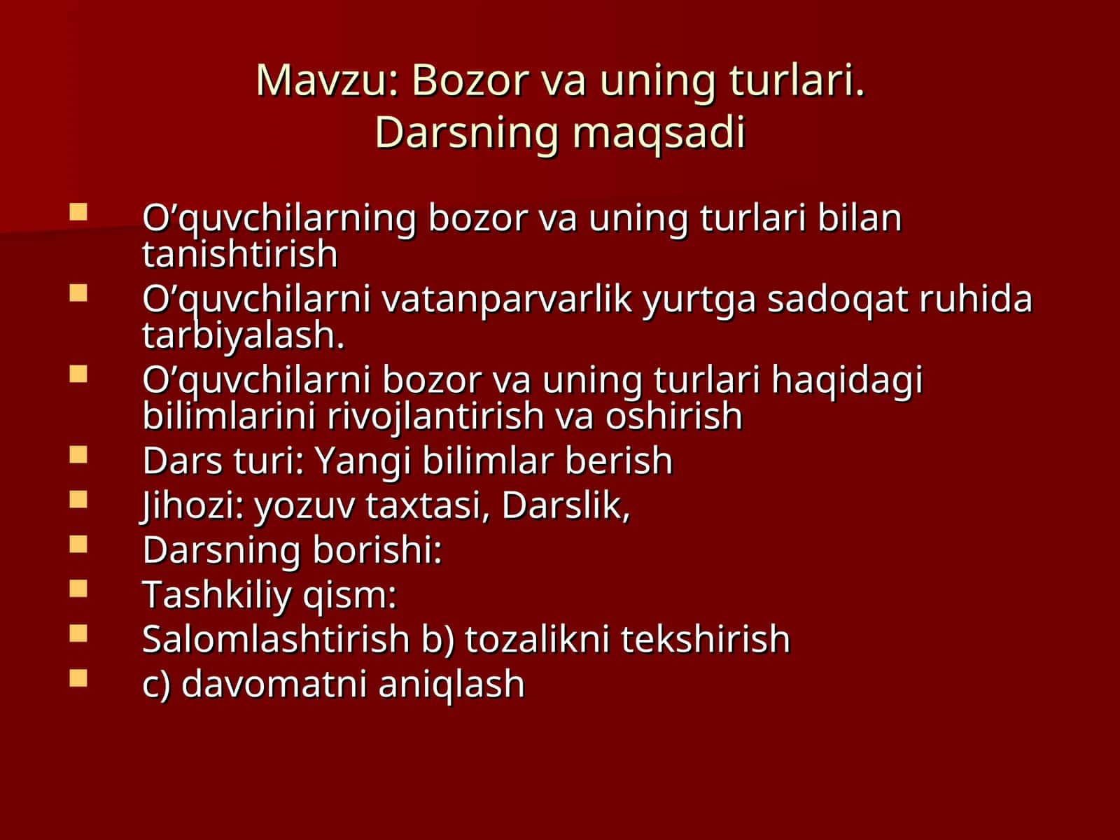 Bozor va uning turlari
