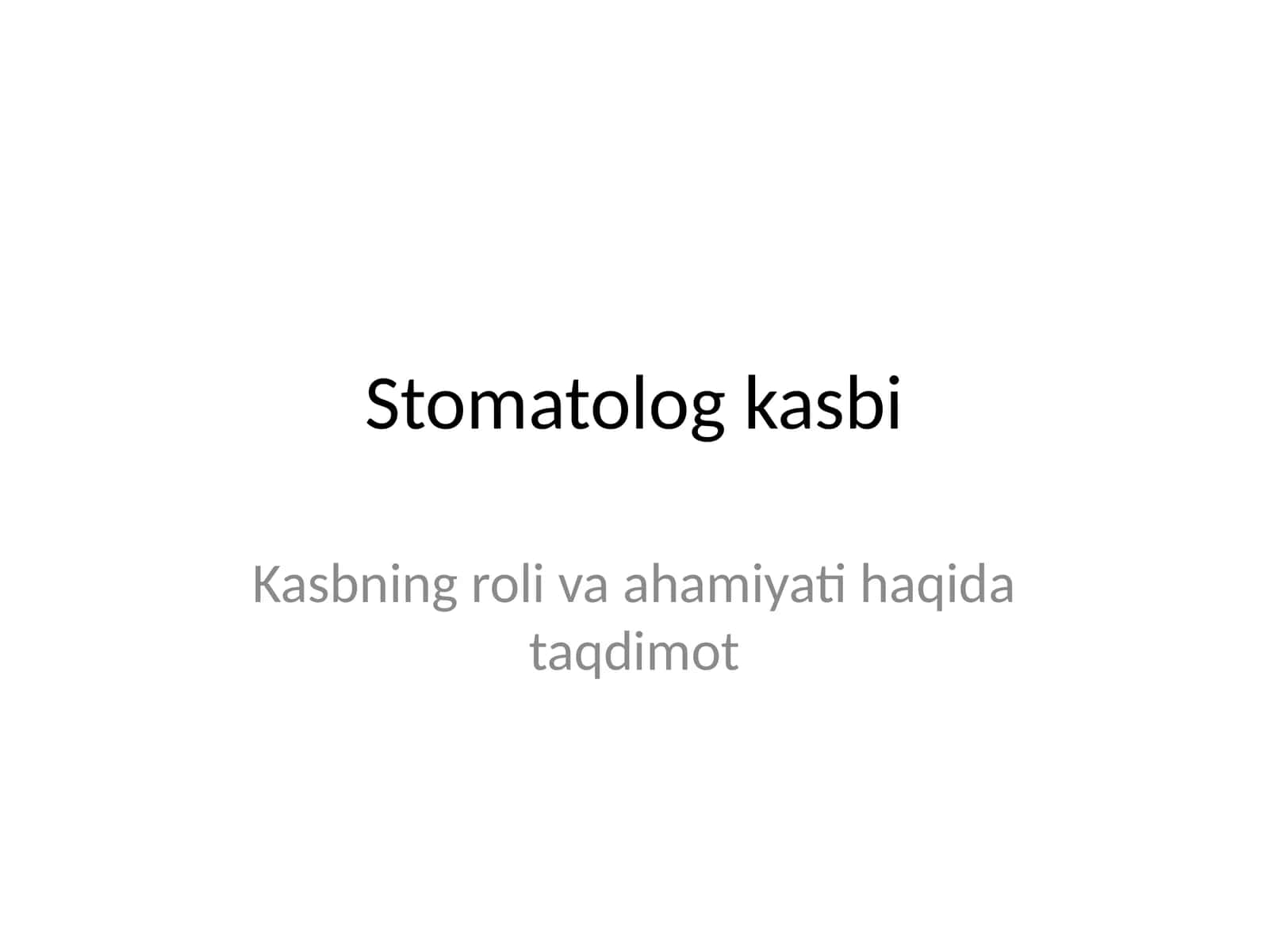 Stomatolog kasbi