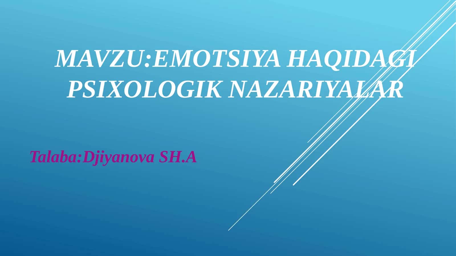 Emotsiyahaqidagipsixologiknazariyalar