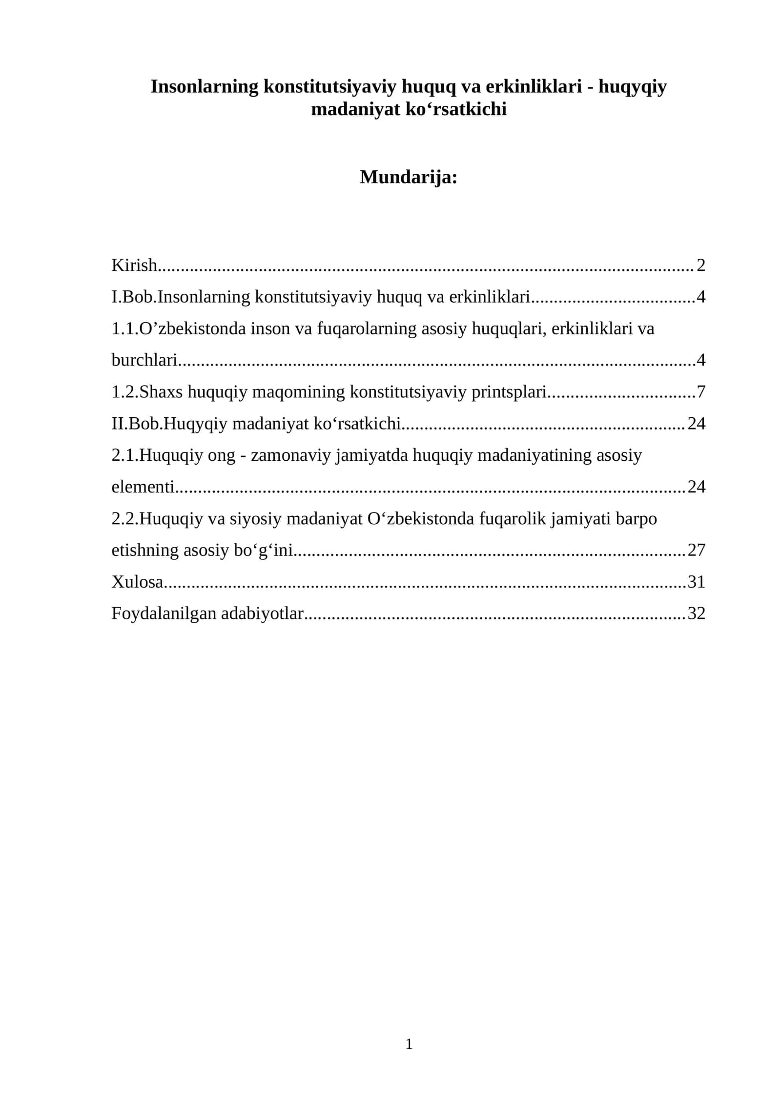 Insonlarning konstitutsiyaviy huquq va erkinliklari - huqyqiy madaniyat ko‘rsatkichi