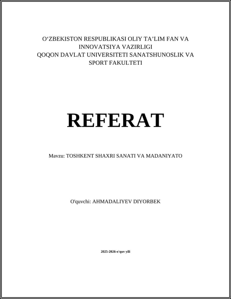 Toshkent Shaxri Sanati va Madaniyato