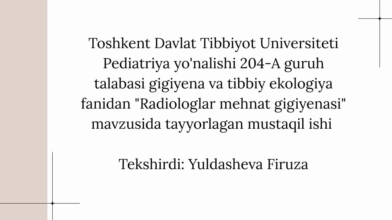 Radiologlar mehnat gigiyenasi