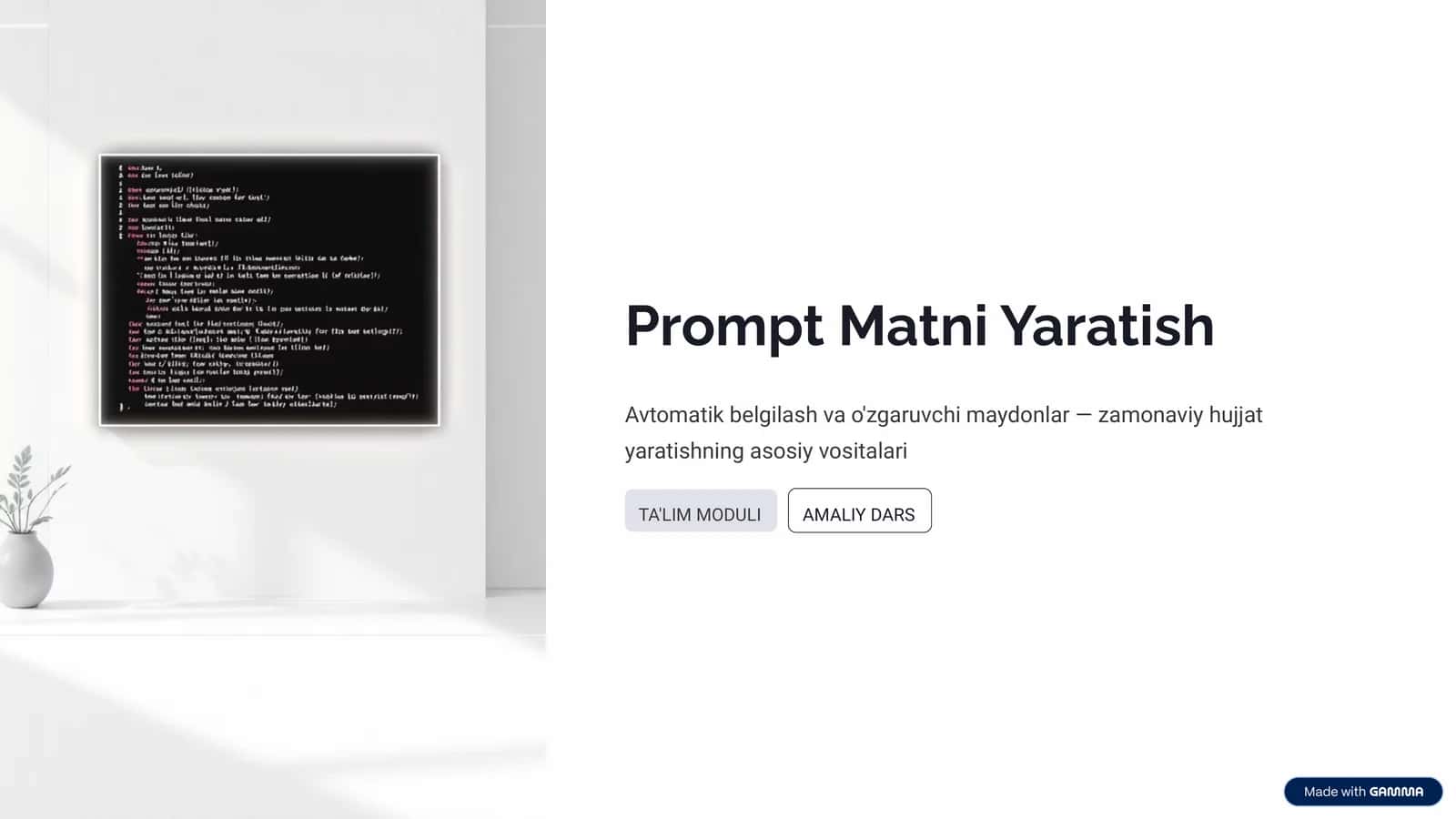 Prompt Matni Yaratish