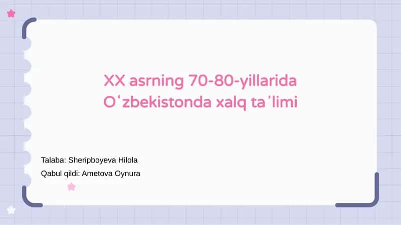XX asrning 70-80-yillarida Oʻzbekistonda xalq taʼlimi