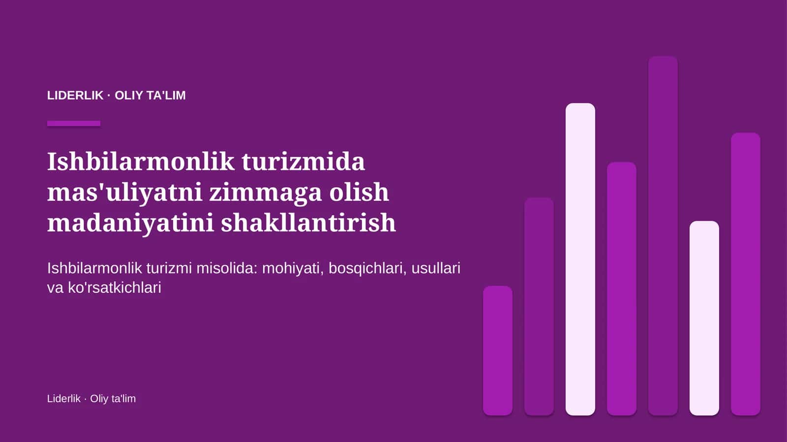 Ishbilarmonlik turizmida mas'uliyatni zimmaga olish madaniyatini shakllantirish