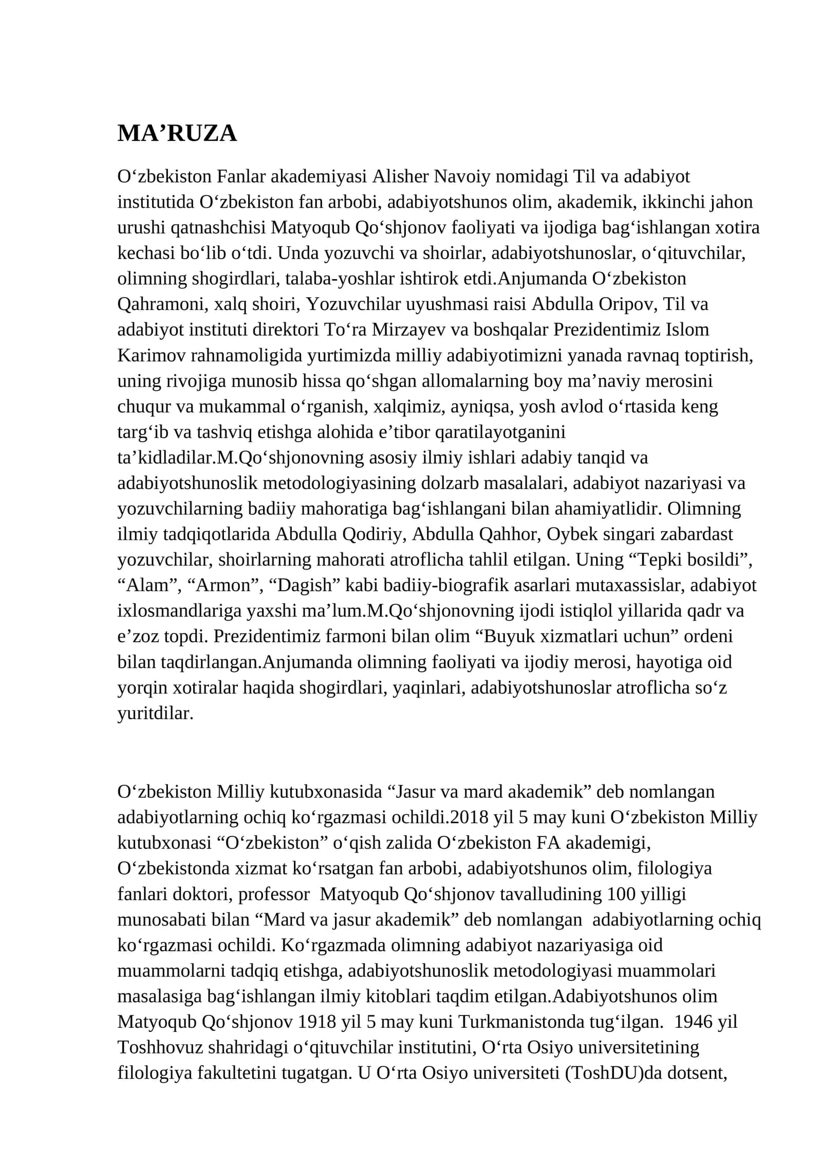 O‘zbekiston Fanlar akademiyasi Alisher Navoiy nomidagi Til va adabiyot institutida