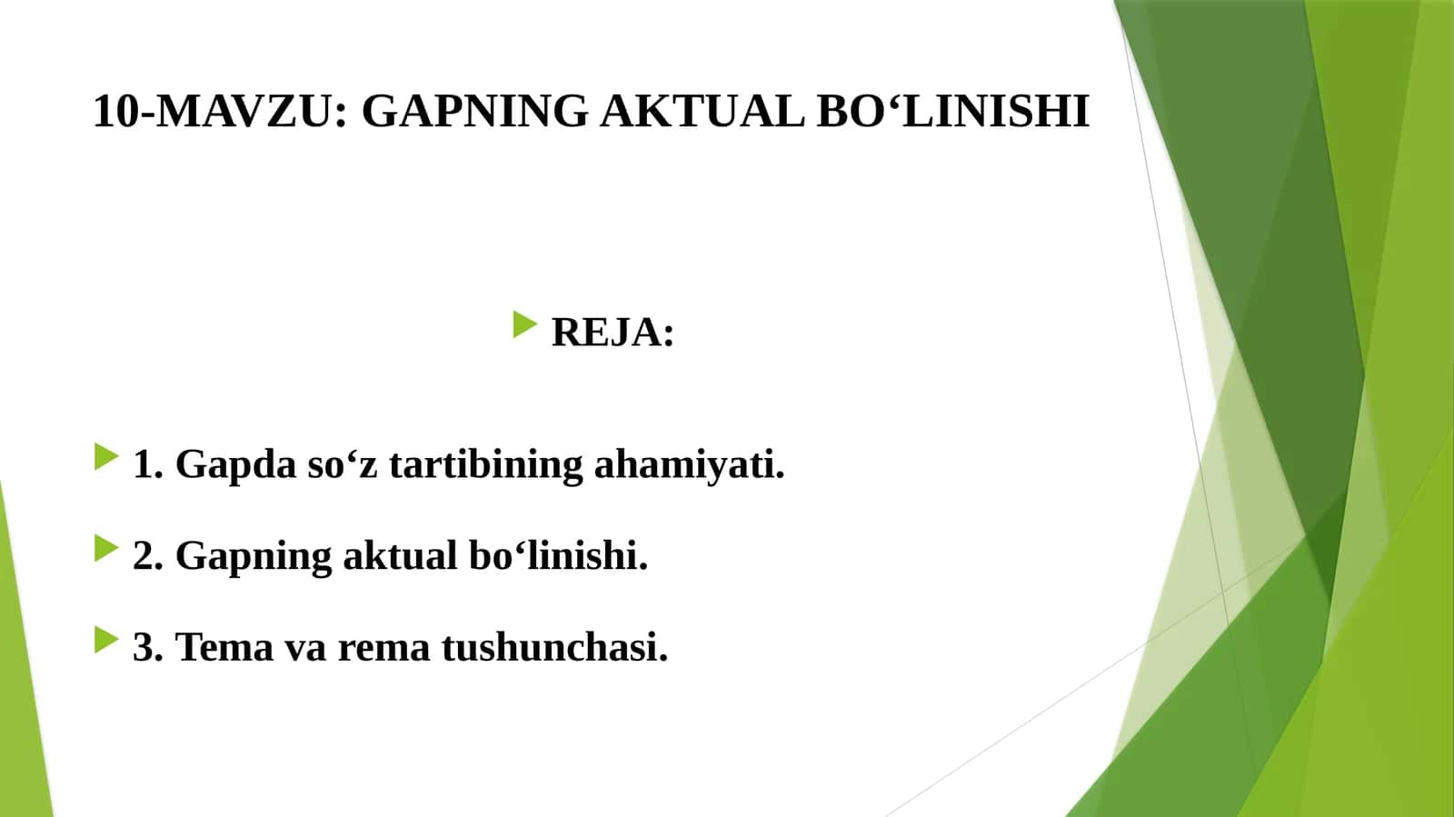 GAPNING AKTUAL BO‘LINISHI