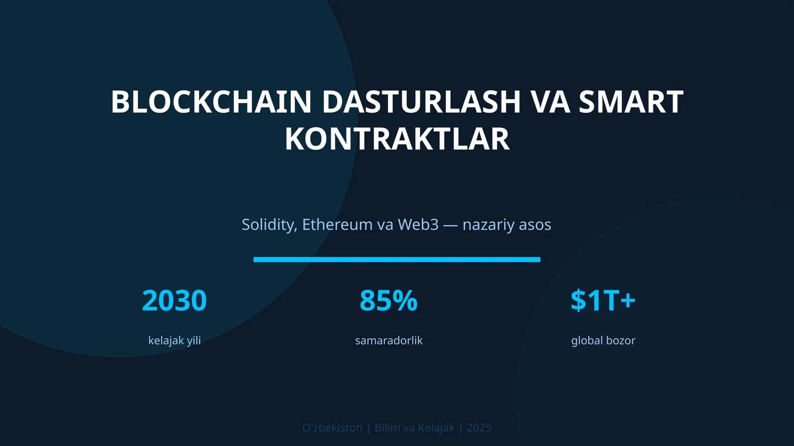 Blockchain dasturlash va smart kontraktlar
