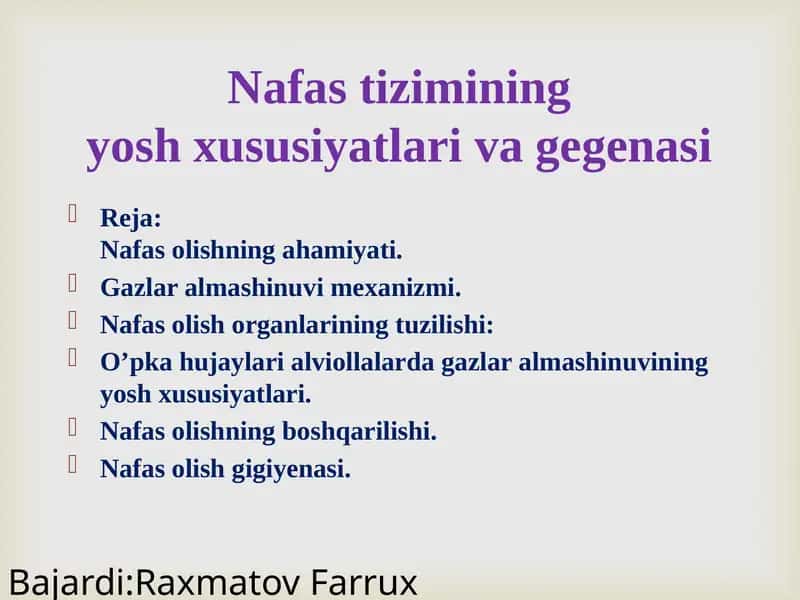 Nafastizimining yosh xususiyatlari va gegenasi
