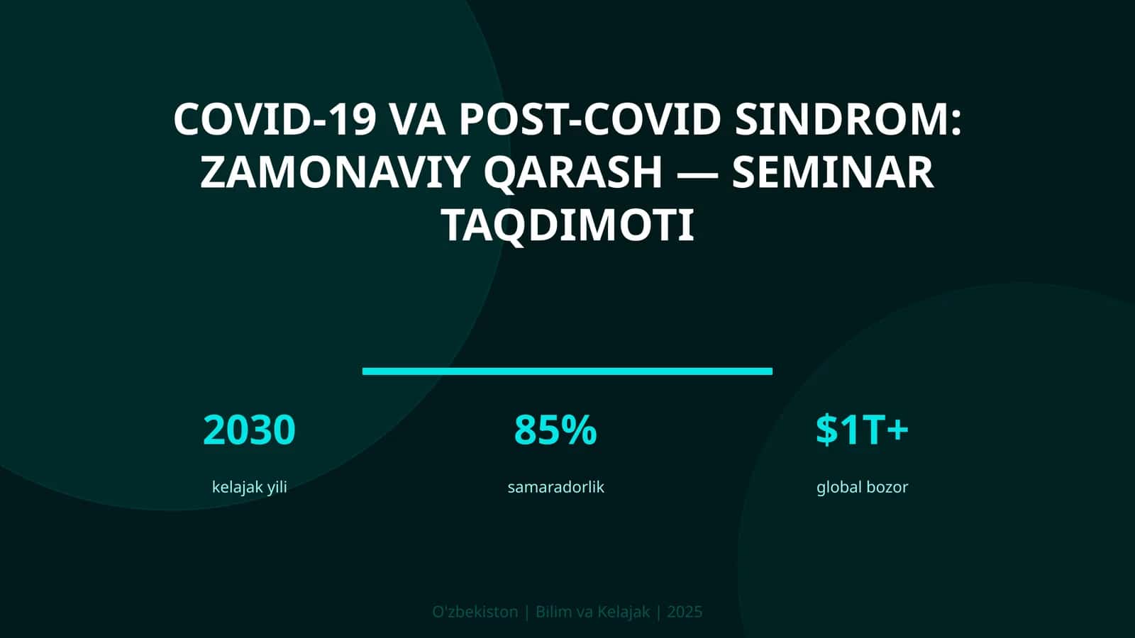 COVID-19 VA POST-COVID SINDROM: ZAMONAVIY QARASH — SEMINAR TAQDIMOTI