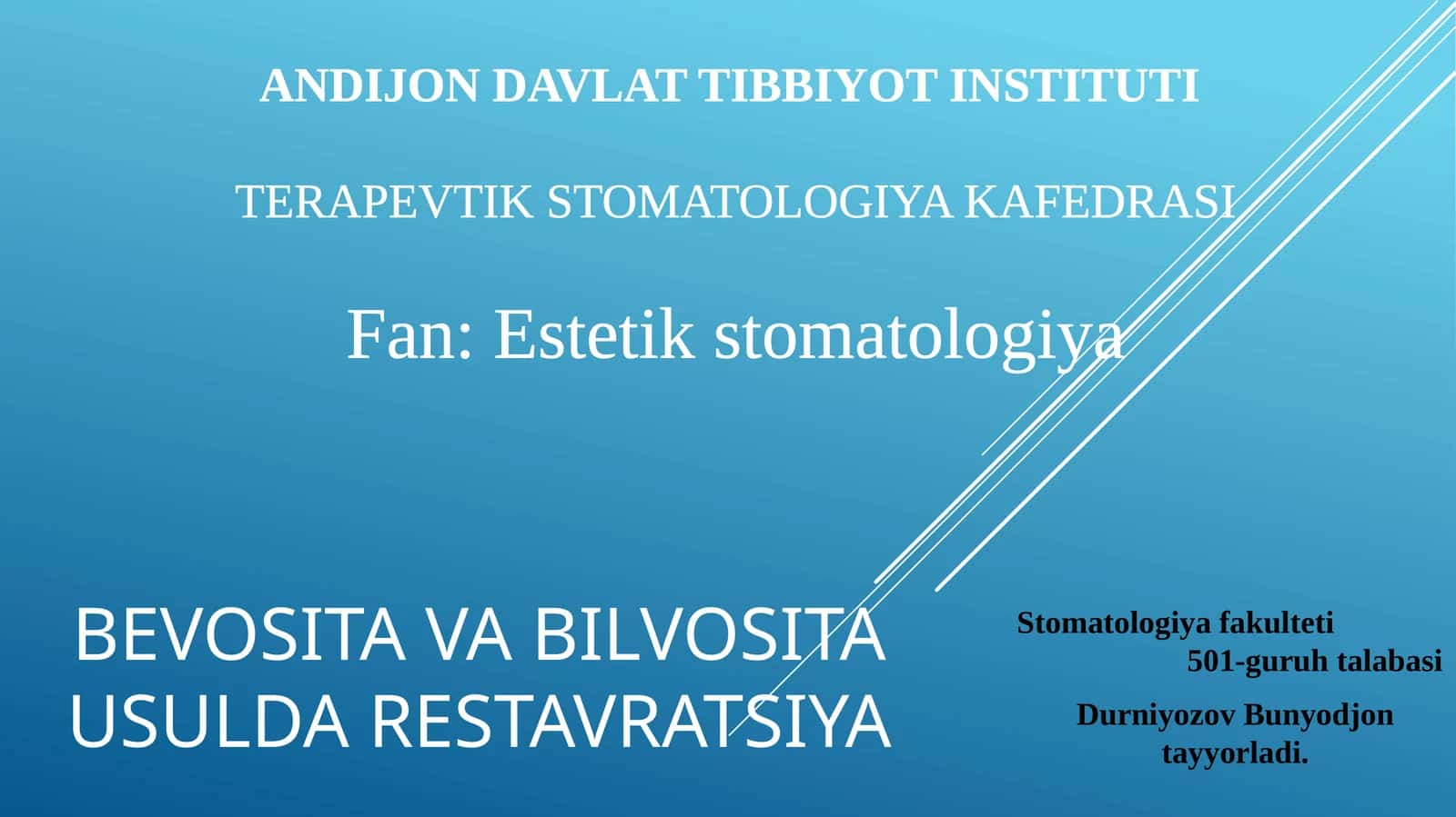 Bevosita va bilvosita usulda restavratsiya