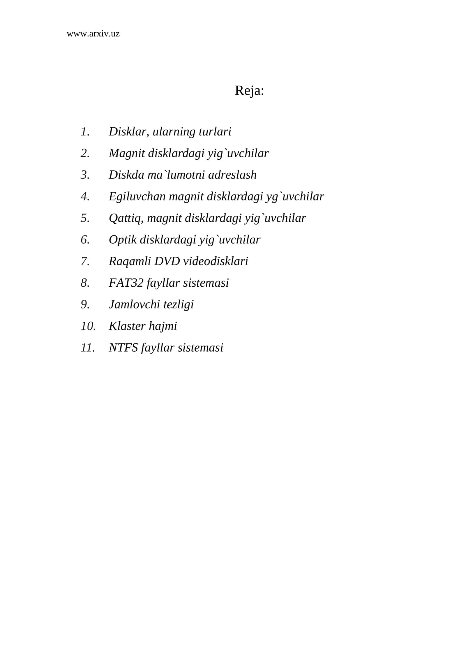 Disklar, ularning turlari