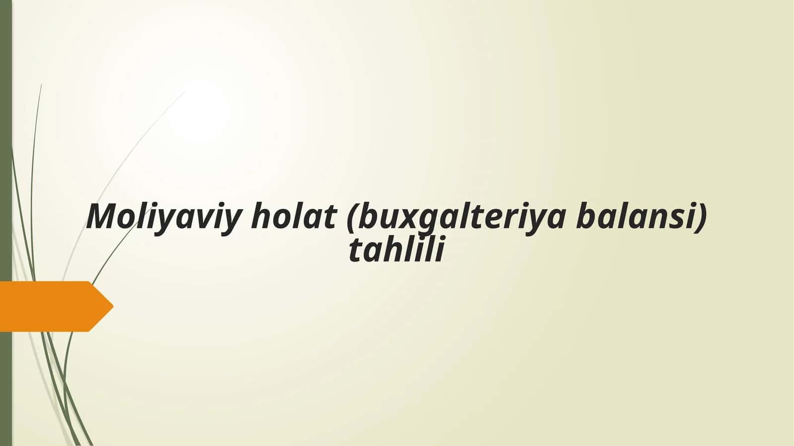 Moliyaviy holat (buxgalteriya balansi) tahlili