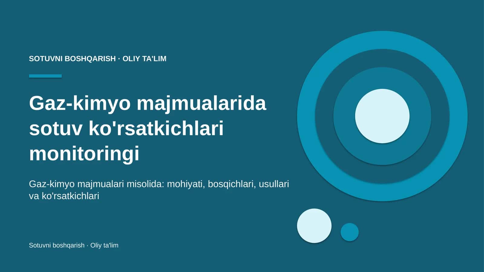 Gaz-kimyo majmualarida sotuv ko'rsatkichlari monitoringi