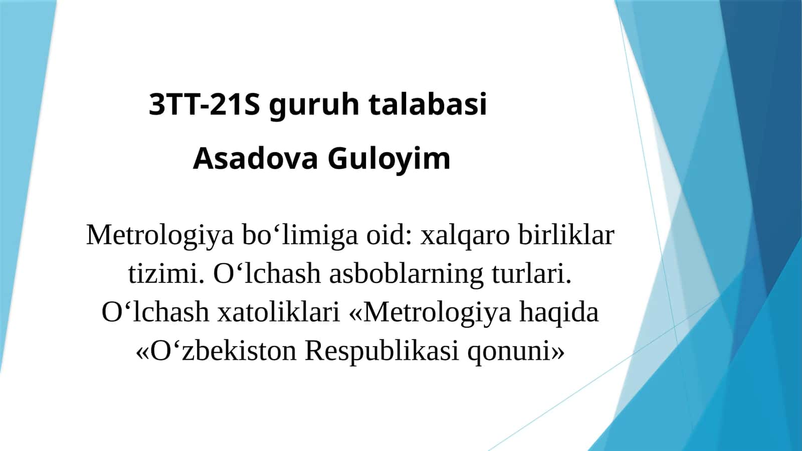 Metrologiya bo‘limiga oid: xalqarobirliklar tizimi
