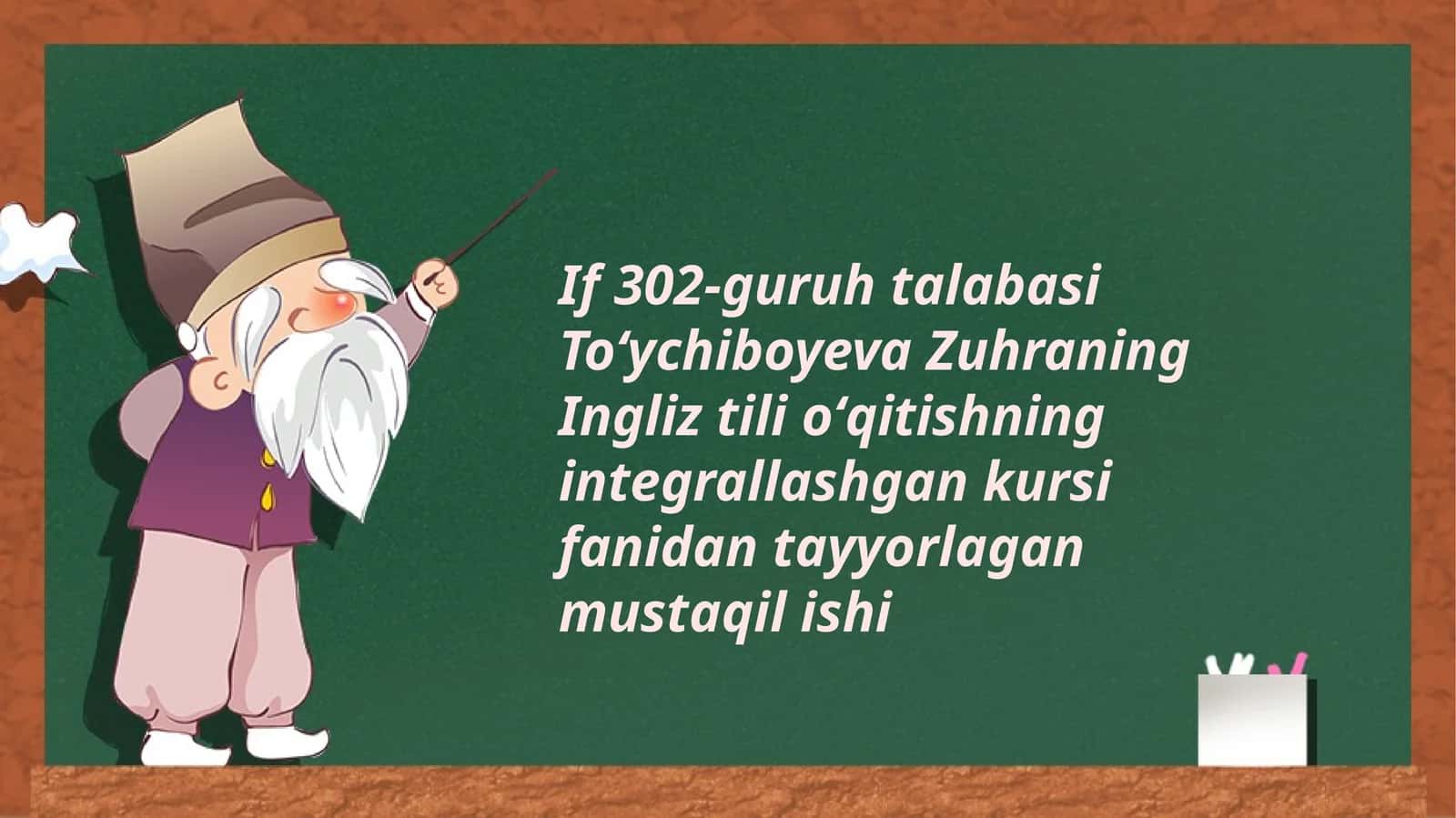 Ingliz tili oʻqitishning integrallashgan kursi