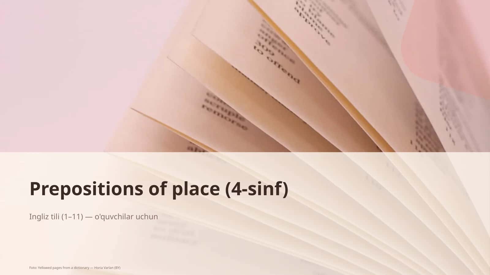 Prepositions of place (4-sinf)