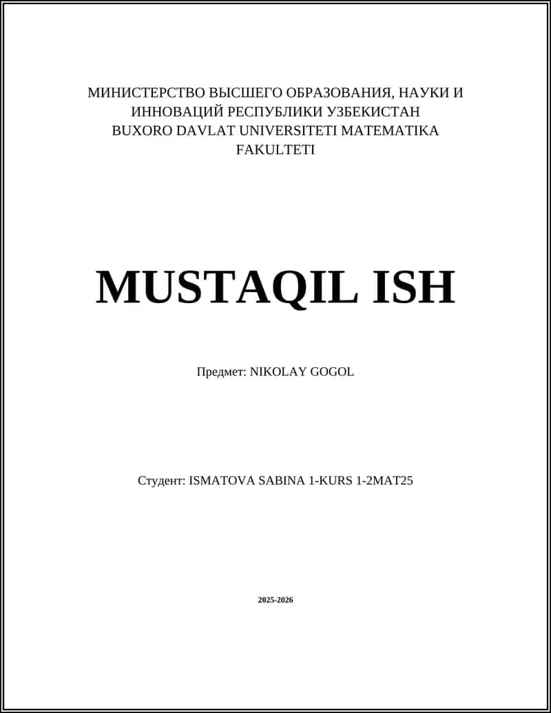 Предмет: NIKOLAY GOGOL