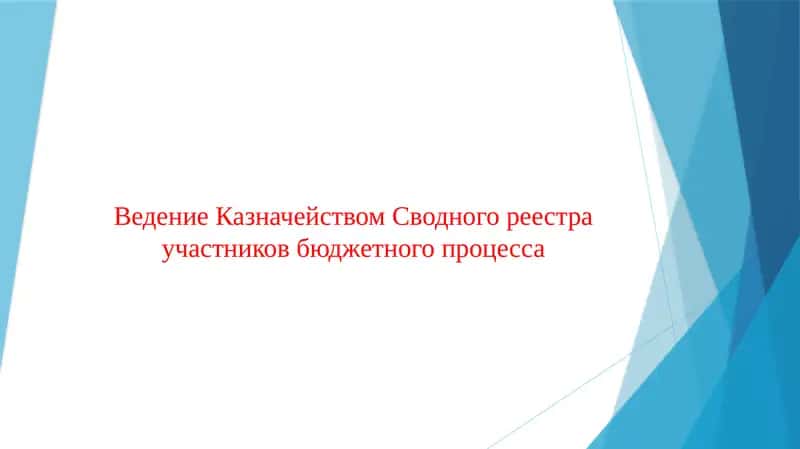 Ведение Казначейством Сводного реестра участников бюджетного процесса