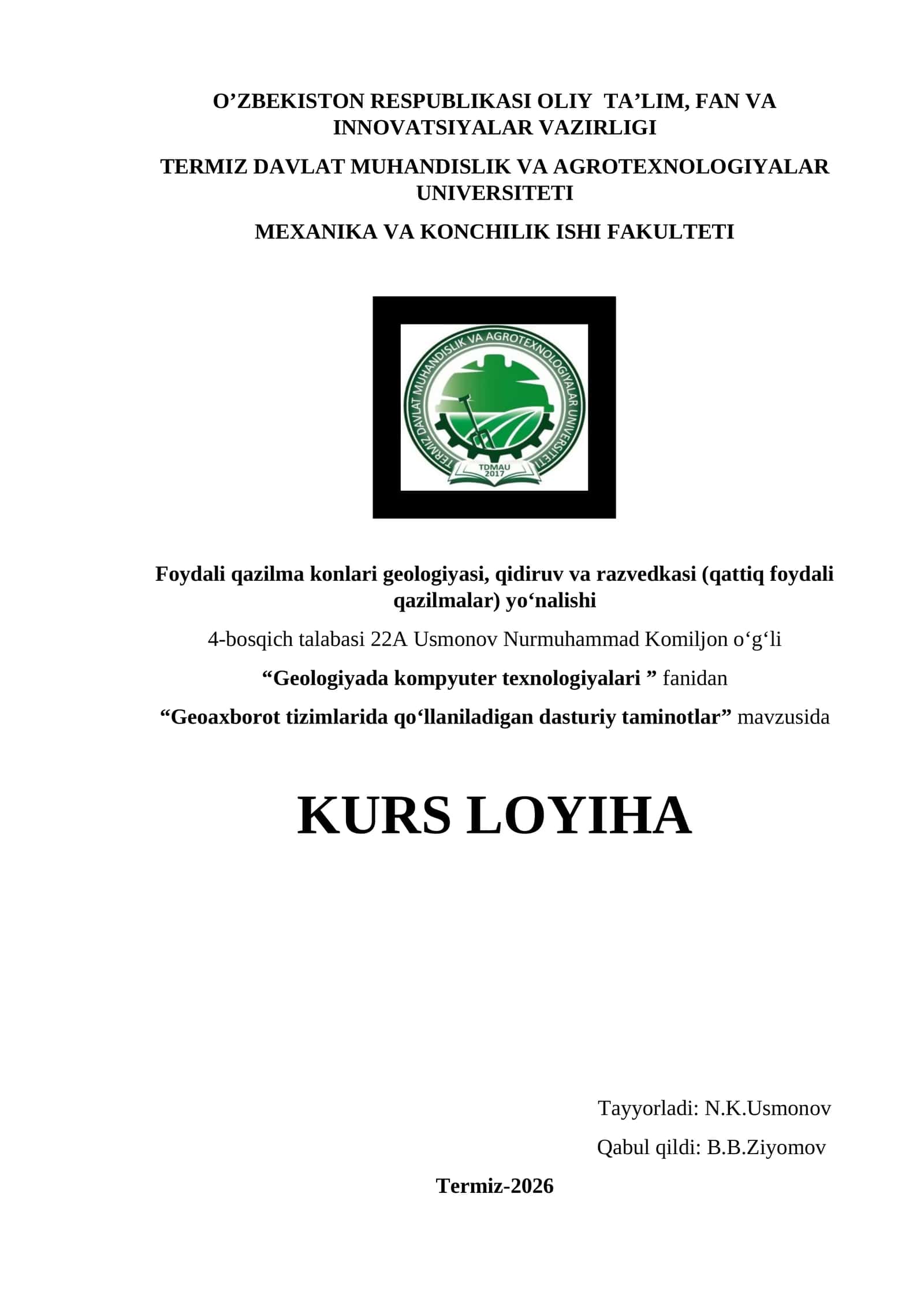 Geoaxborot tizimlarida qo’llaniladigan dasturiy taminotlar