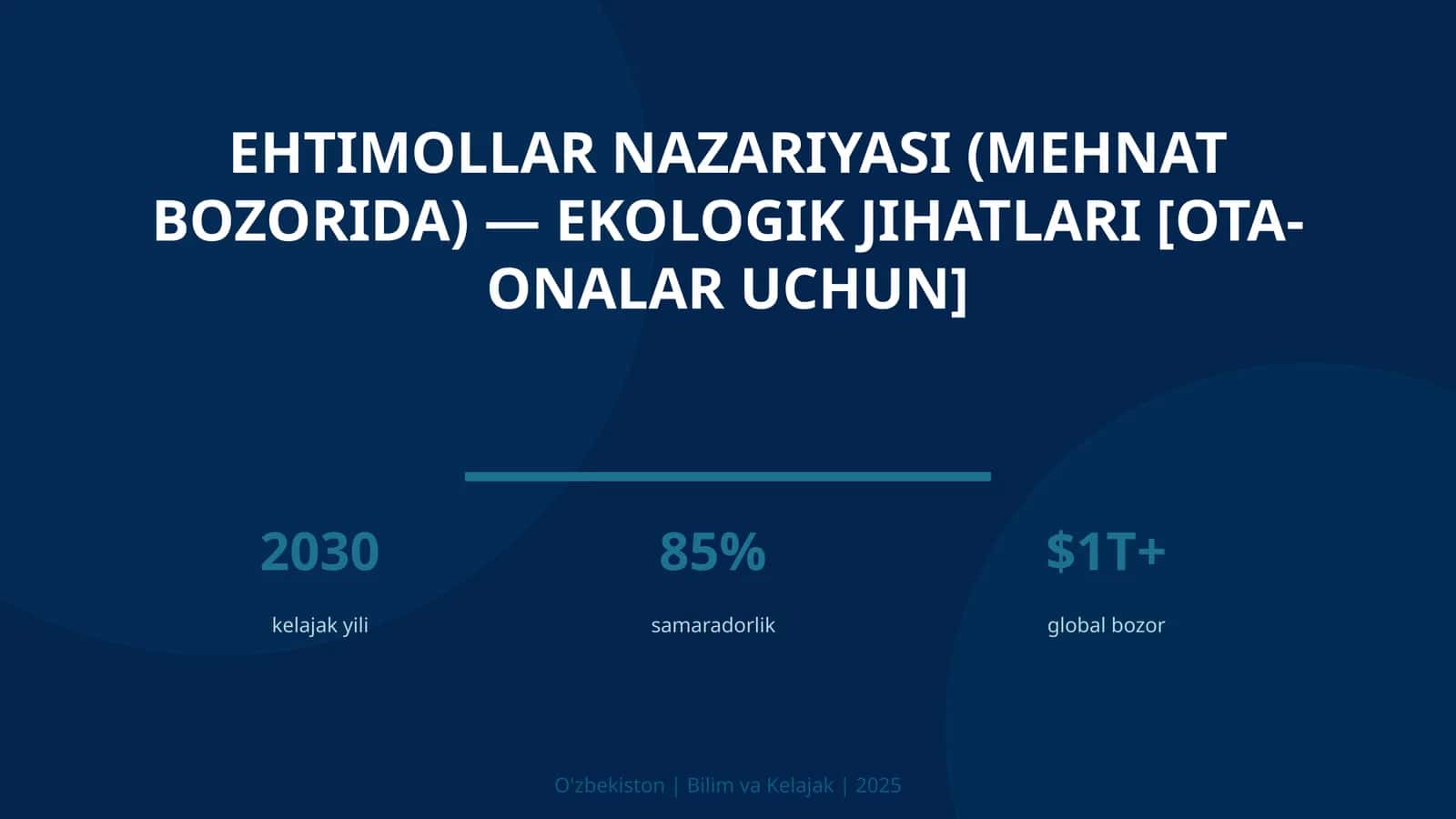 Ehtimollar nazariyasi (mehnat bozorida) — ekologik jihatlari [ota-onalar uchun]