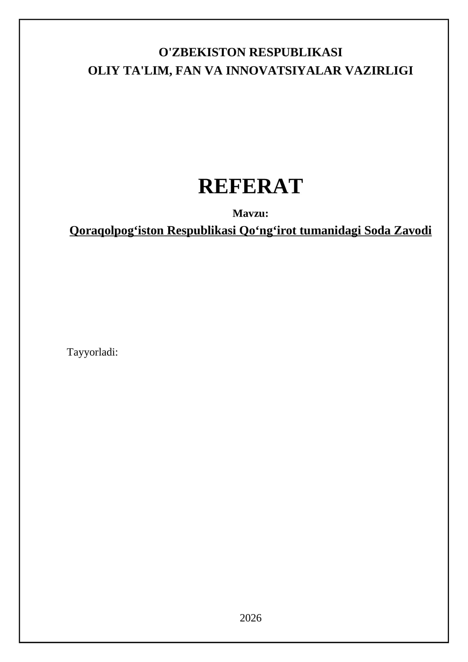 Qoraqolpogʻiston Respublikasi Qoʻngʻirot tumanidagi Soda Zavodi
