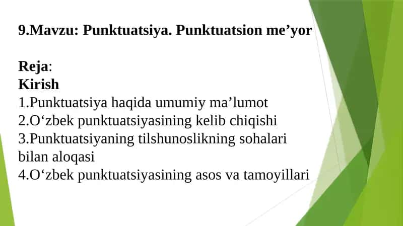 Punktuatsiya. Punktuatsion me’yor