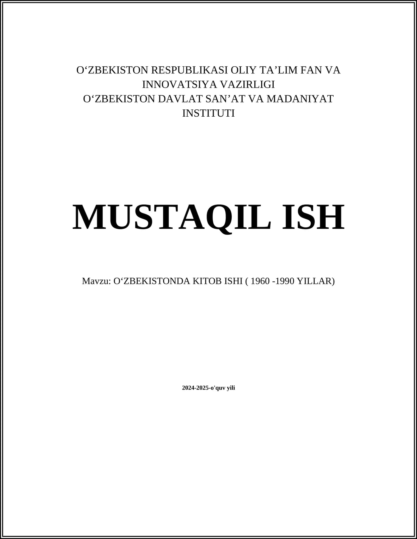 Oʻzbekistonda Kitob Ishi (1960-1990 YILLAR)
