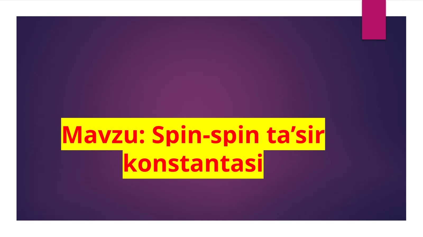 Spin-spin  ta’sir  konstantasi