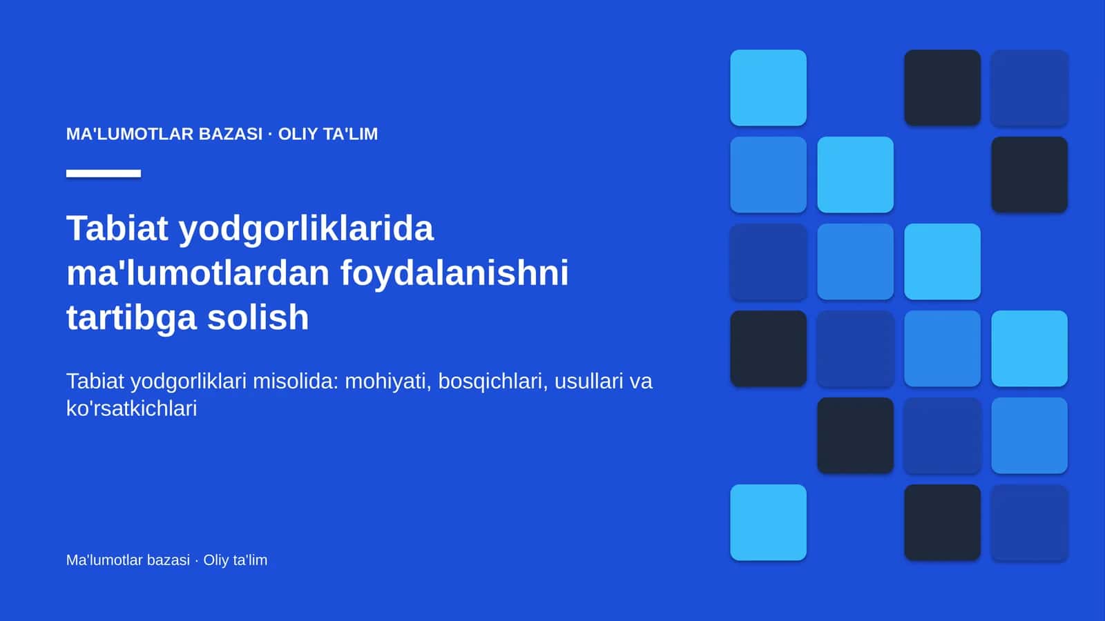 Tabiat yodgorliklarida ma'lumotlardan foydalanishni tartibga solish
