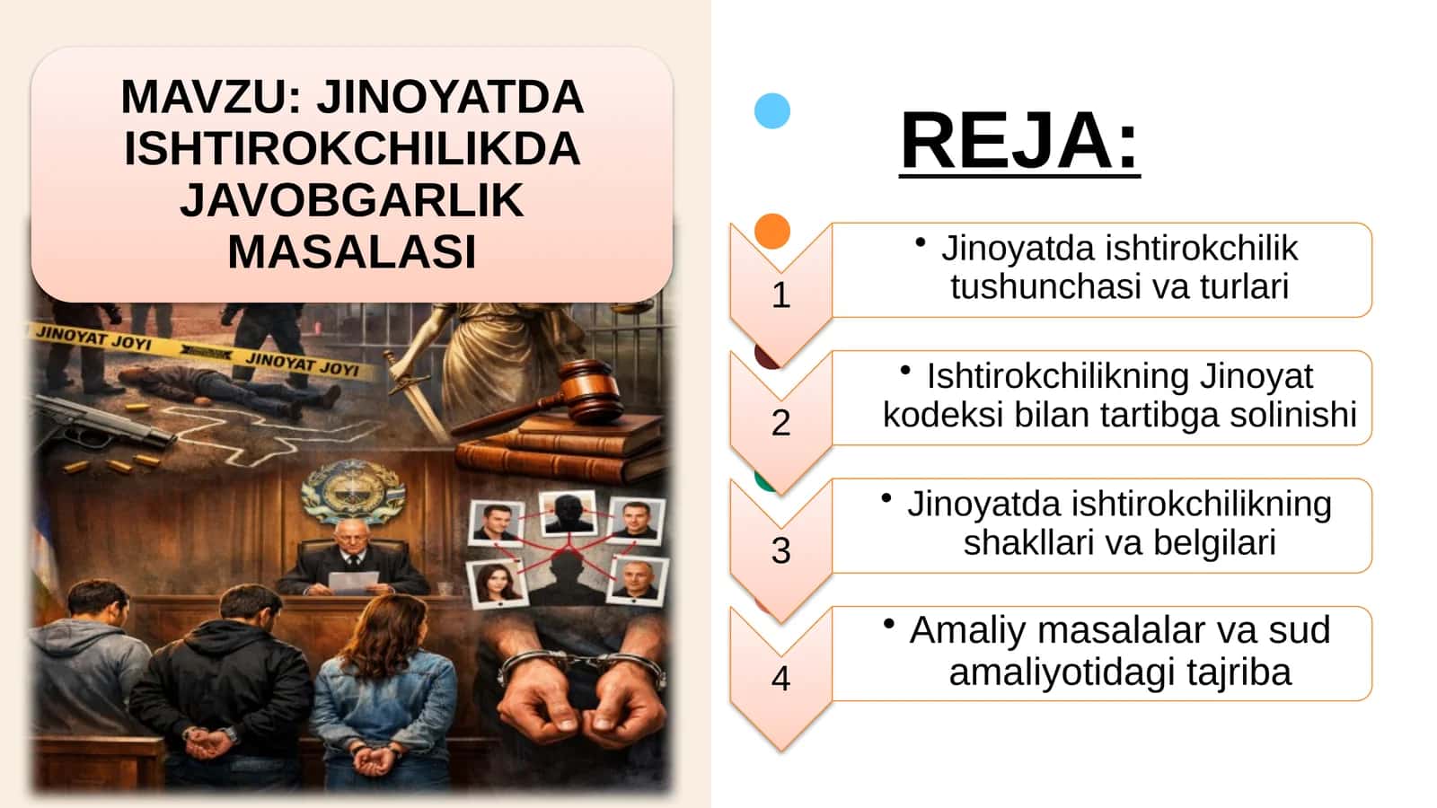 JINOYATDA ISHTIROKCHILIKDA JAVOBGARLIK MASALASI