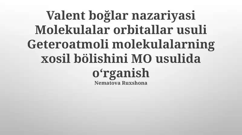 Valent boğlar nazariyasi