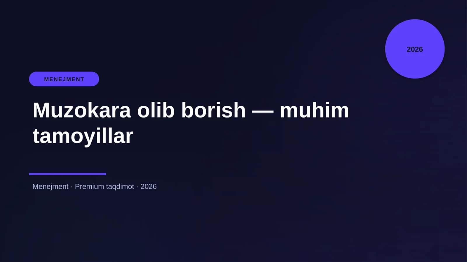 Muzokara olib borish — muhim tamoyillar