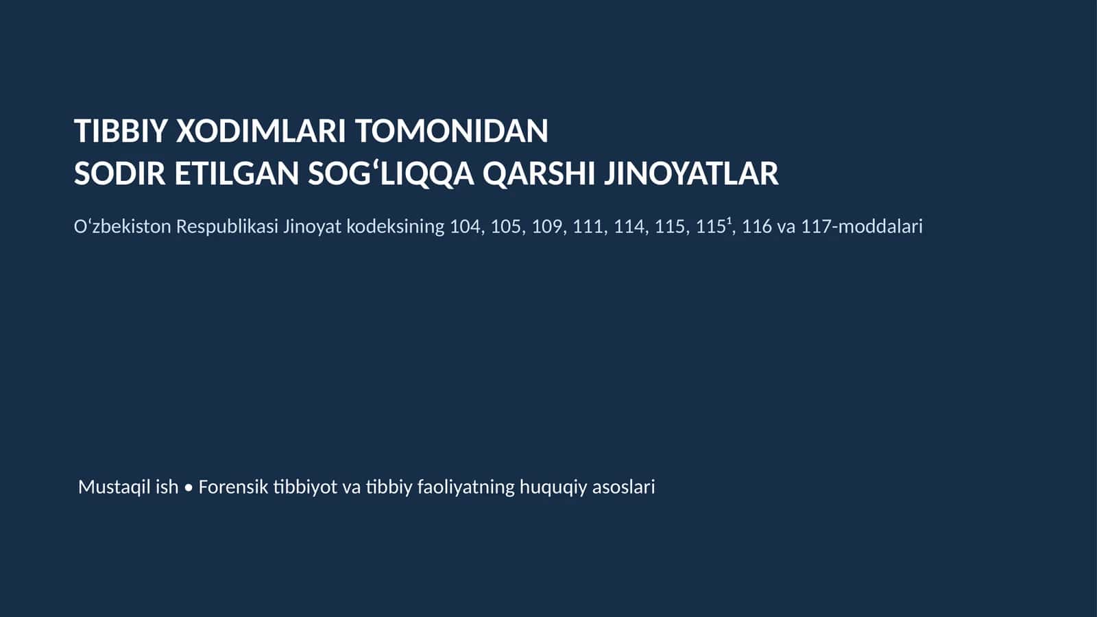 Sog‘liqqa qarshi jinoyatlar