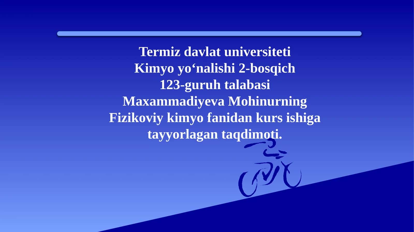 Fizikoviy kimyo fanidan kurs ishiga tayyorlagan taqdimoti