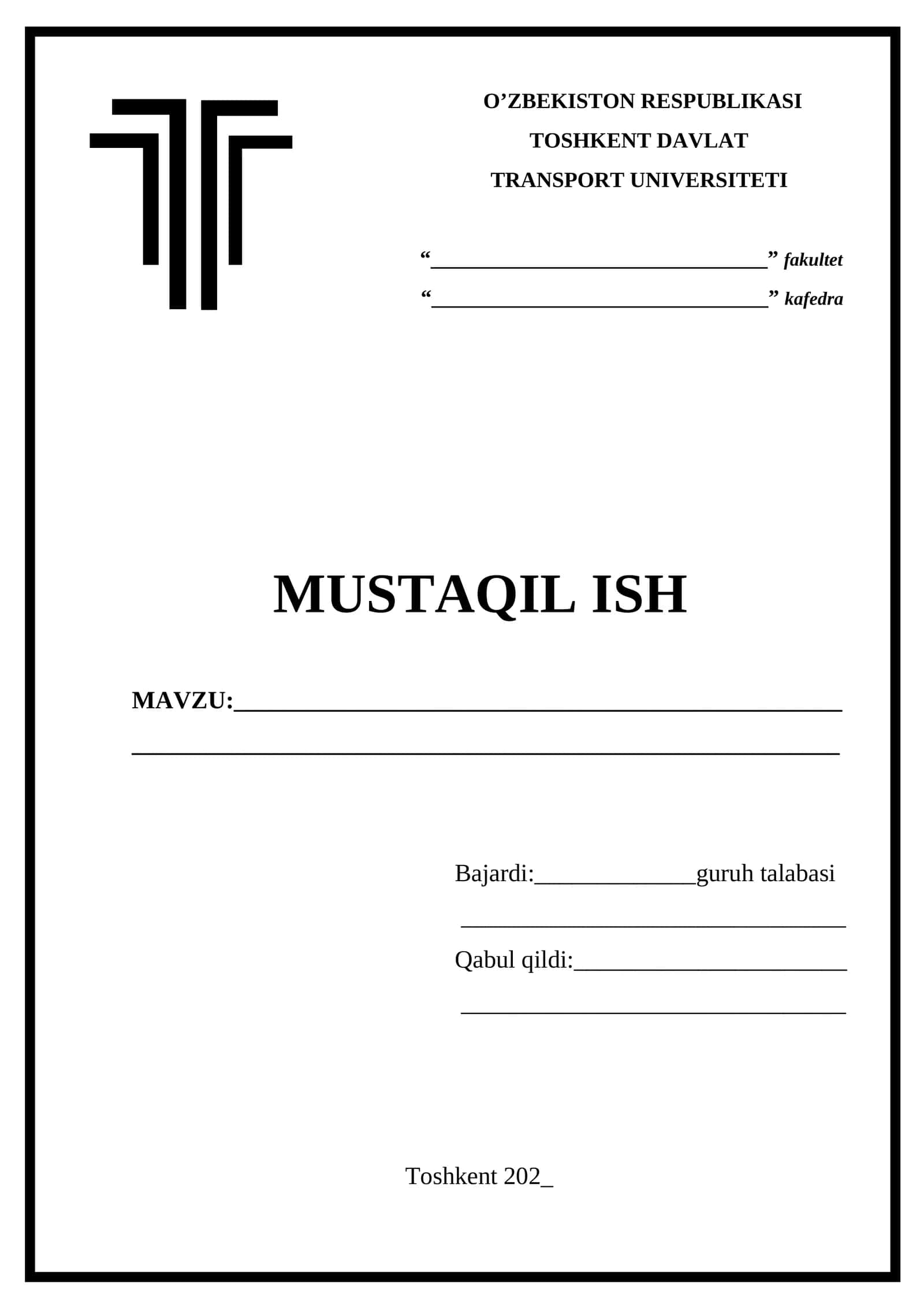 Mustaqil ish titul varoq