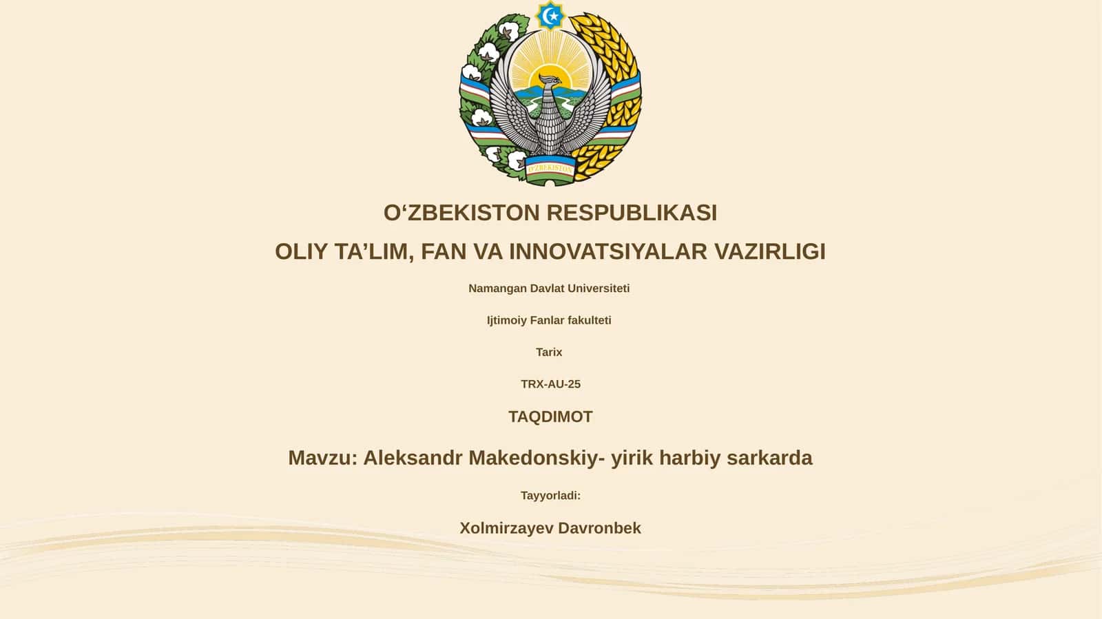 Aleksandr Makedonskiy- yirik harbiy sarkarda