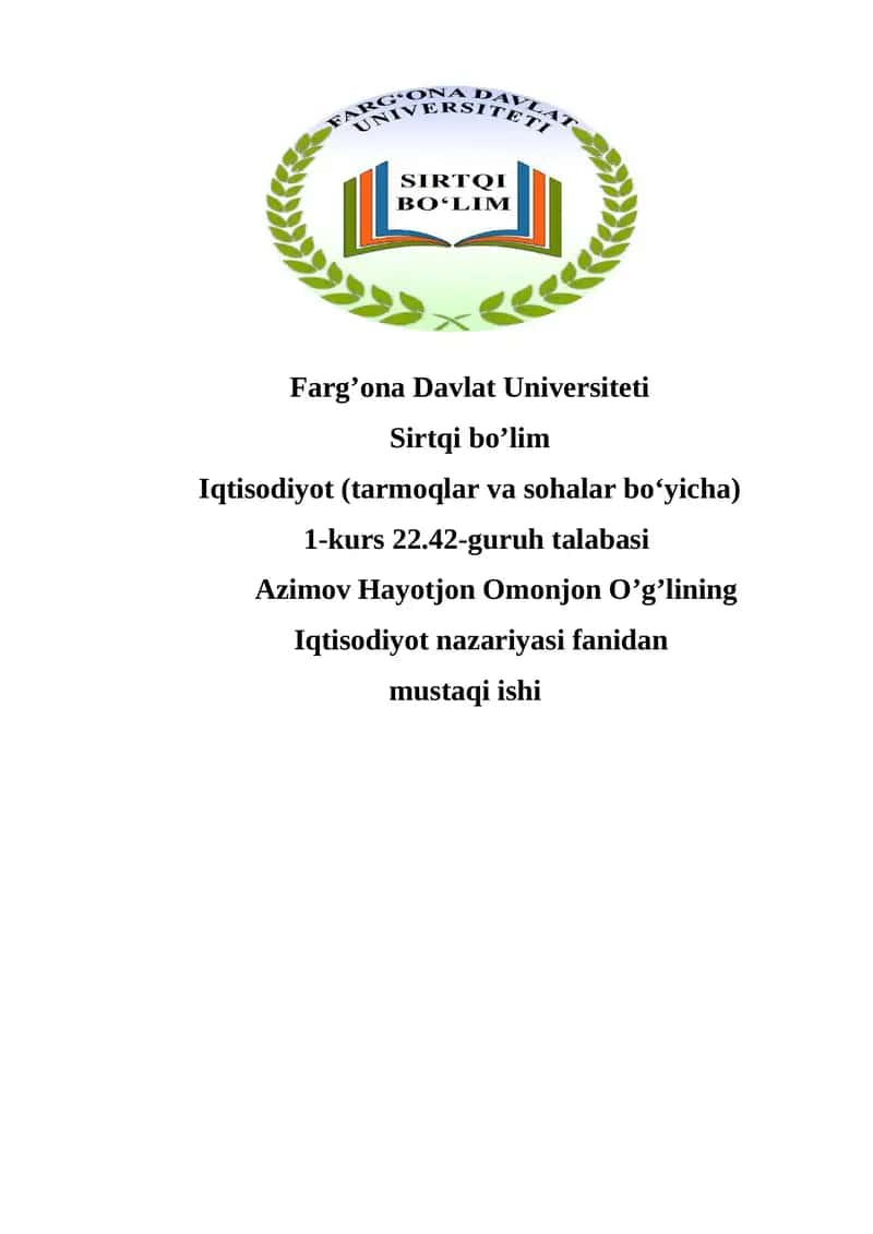 Bozor infratuzilmasi va uning unsurlari