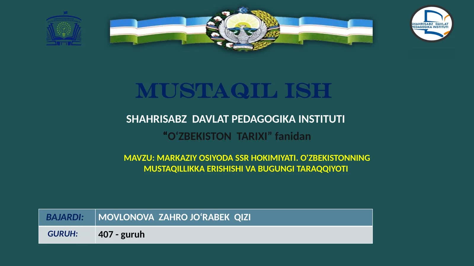 MARKAZIY OSIYODA SSR HOKIMIYATI