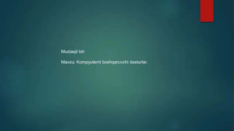 Kompyuterni boshqaruvchi dasturlar