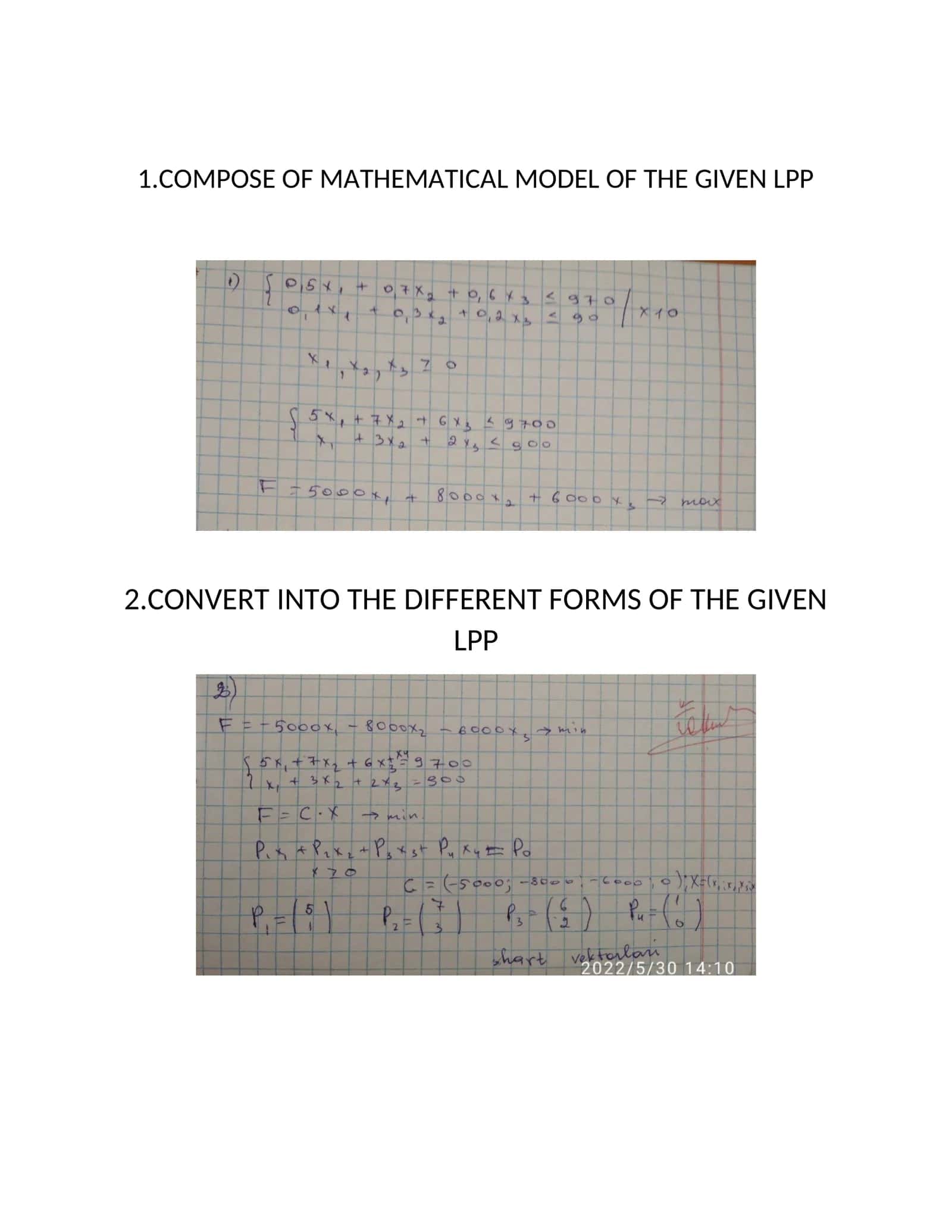 Calculator of Graphical Method of Linear Programming Step by Step