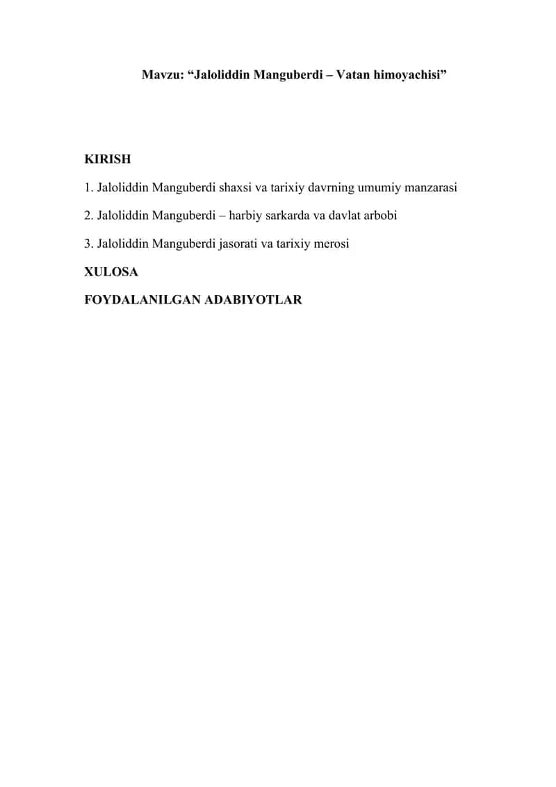 Jaloliddin Manguberdi – Vatan himoyachisi