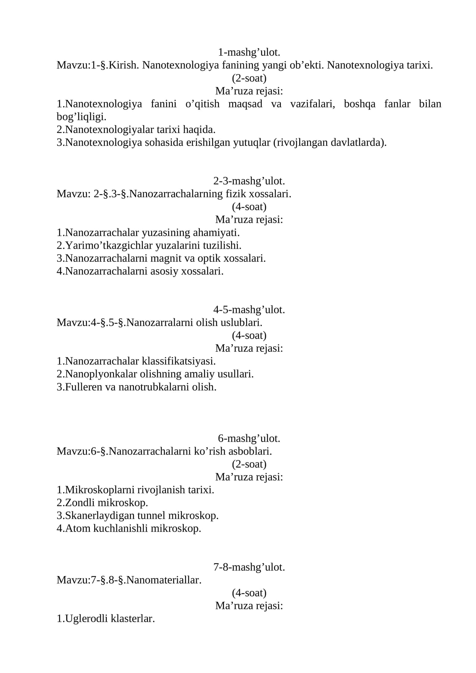 Nanotexnologiya fanining yangi ob’ekti