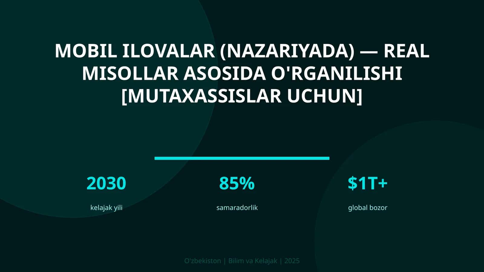 MOBIL ILOVALAR (NAZARIYADA) — REAL MISOLLAR ASOSIDA O'RGANILISHI [MUTAXASSISLAR UCHUN]