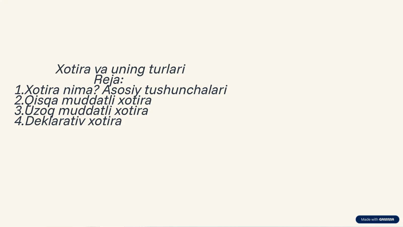 Xotira va uning turlari
