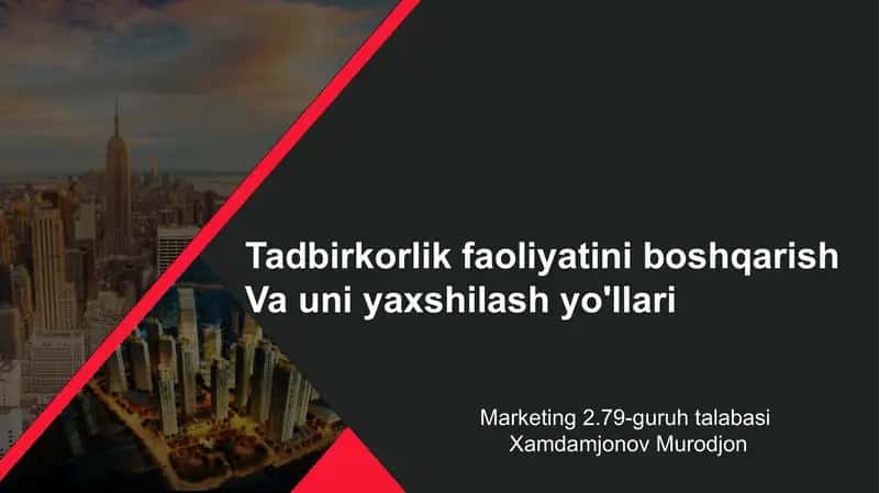 Tadbirkorlik faoliyatini boshqarish