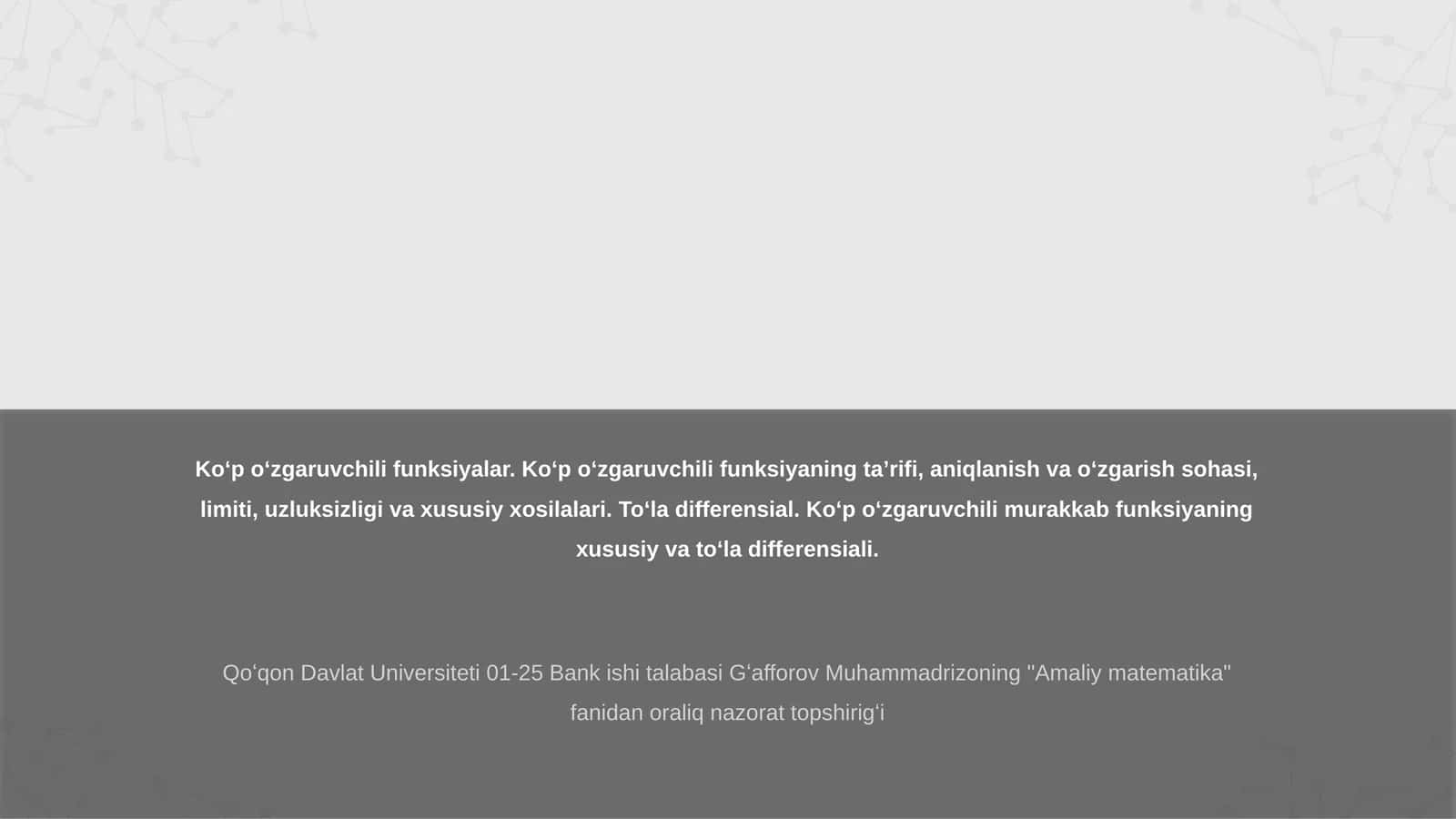 Amaliy matematika fanidan topshiriq