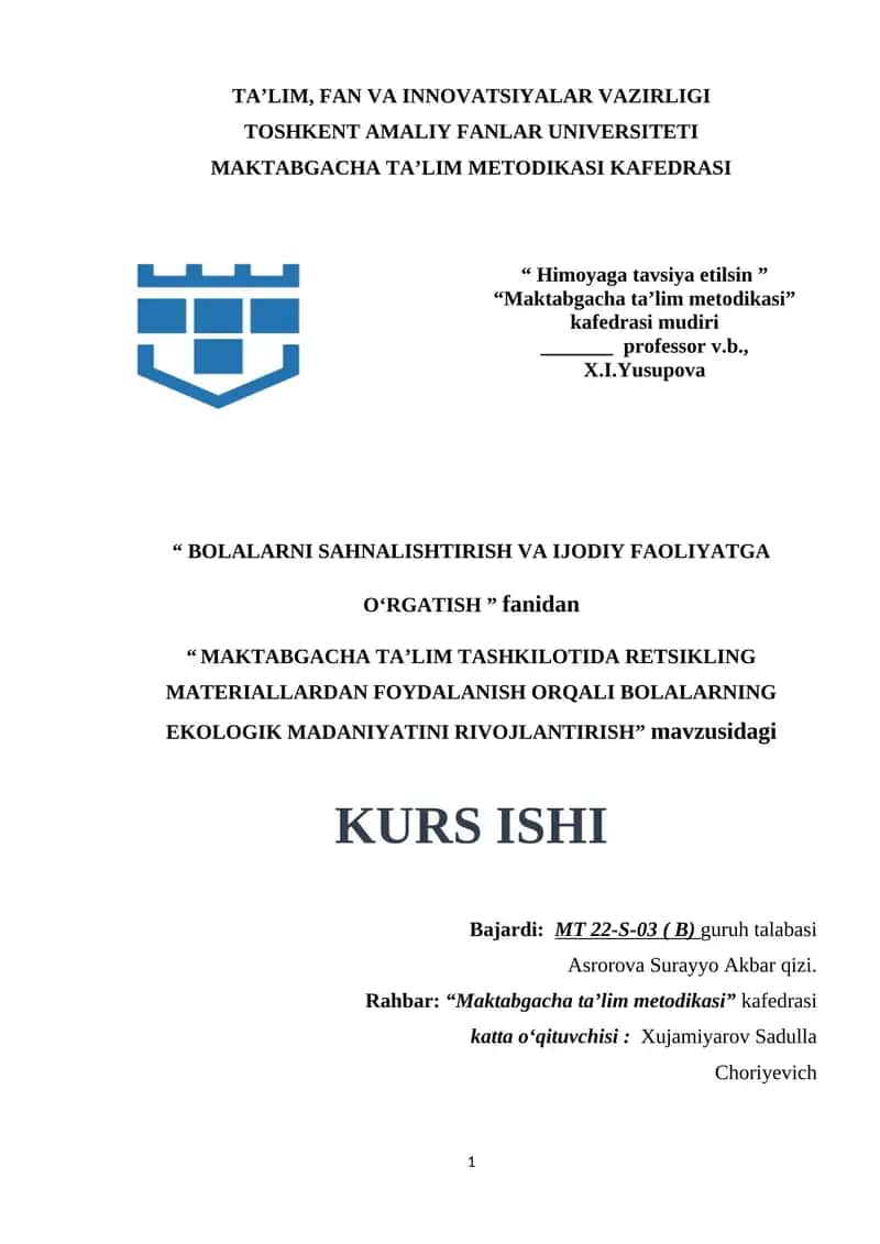 MAKTABGACHA TA’LIM TASHKILOTIDA RETSIKLING MATERIALLARDAN FOYDALANISH ORQALI BOLALARNING EKOLOGIK MADANIYATINI RIVOJLANTIRISH12.docx