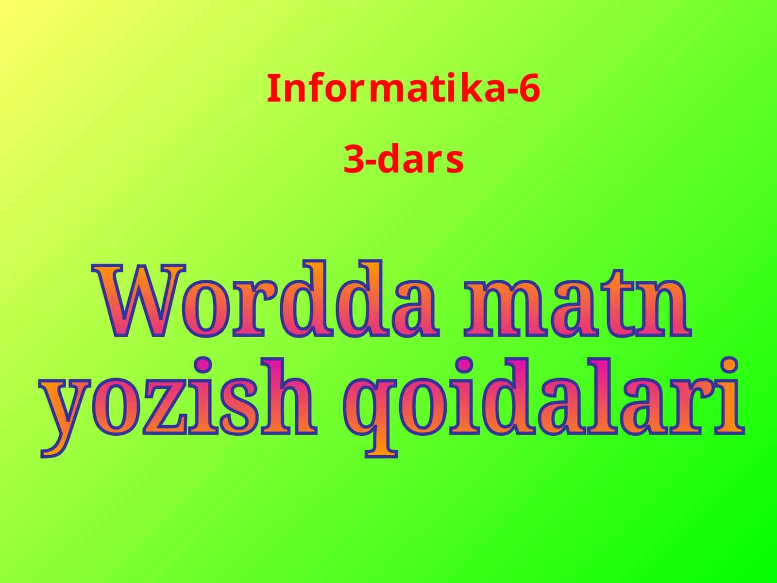 Wordda matn yozish qoidalari