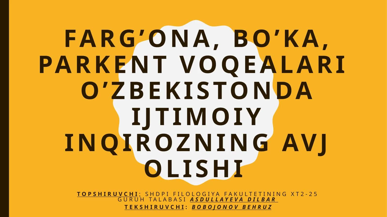 O'zbekistonda gisiyosiy va ijtimoiy holatlar